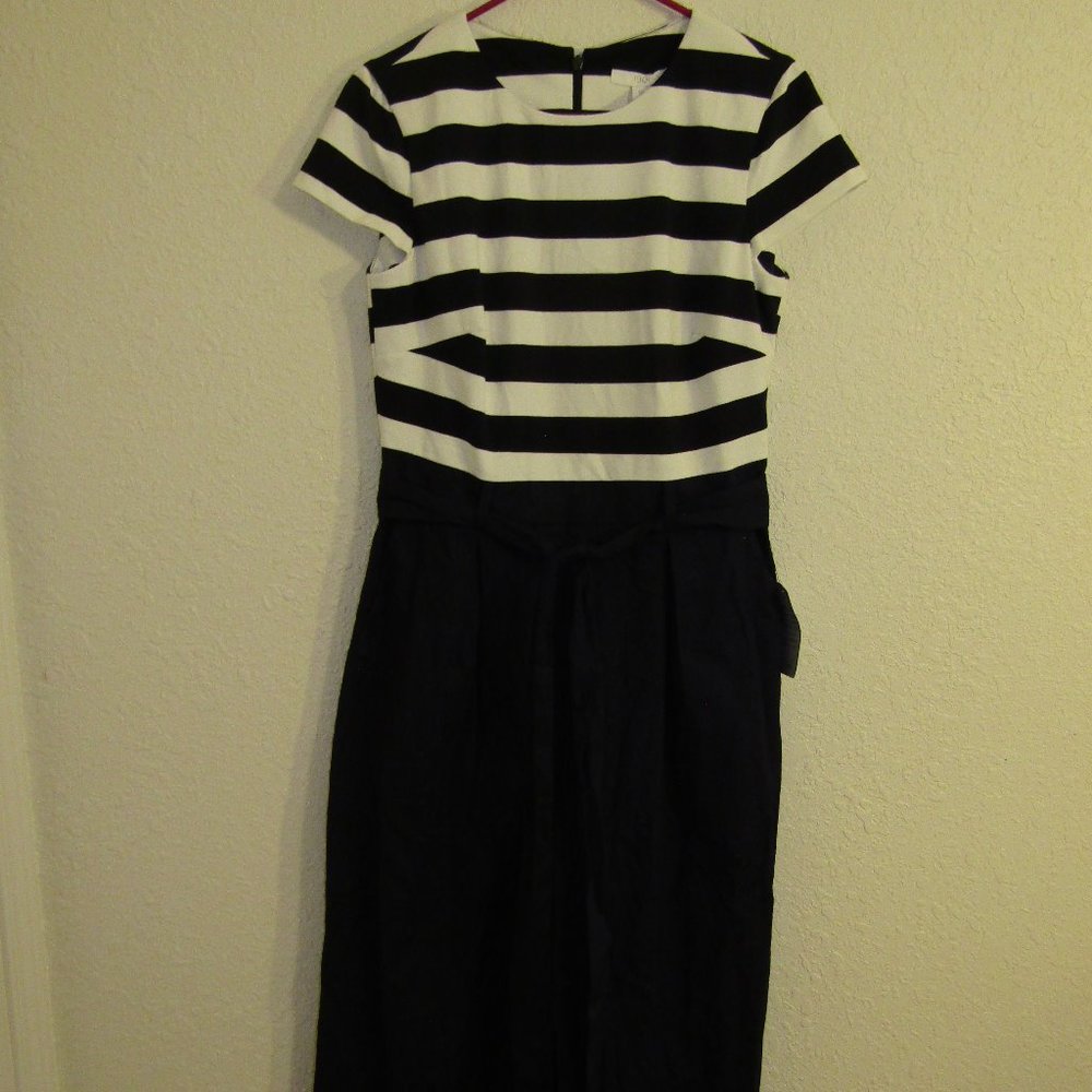 1901 Navy and White Striped Jumpsuit